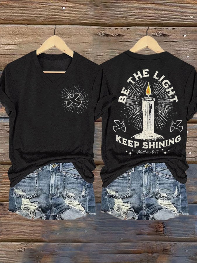 Be The Light Keep Shining Print T-shirt