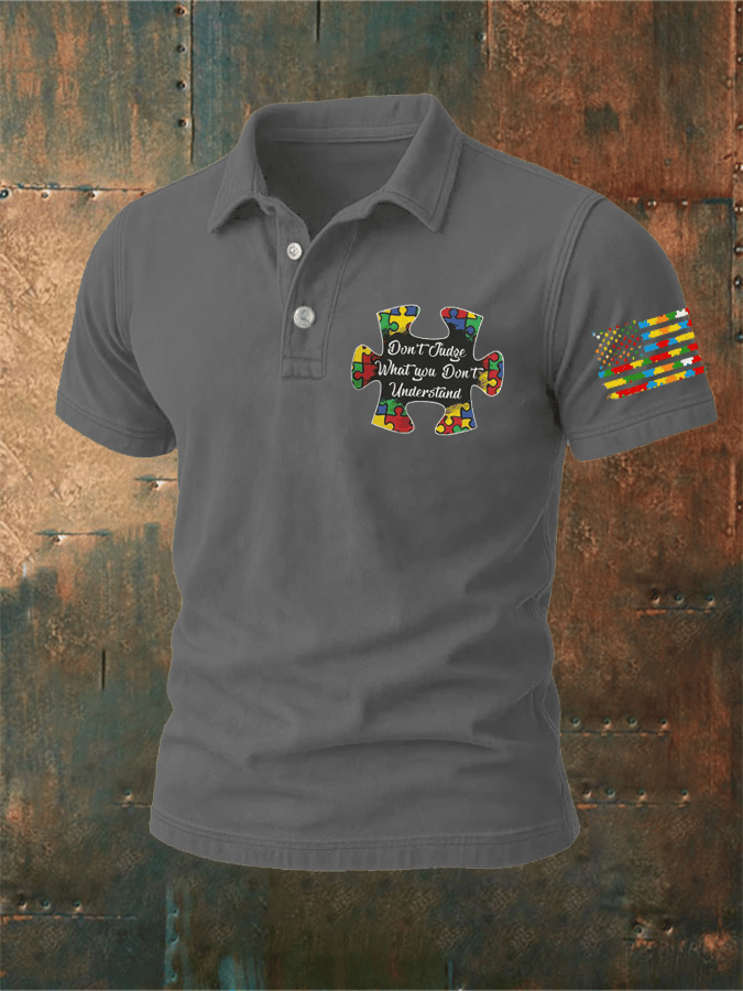 Men'S Retro Don't Judge What You Don't Understand Autism Awareness Printed POLO Shirt
