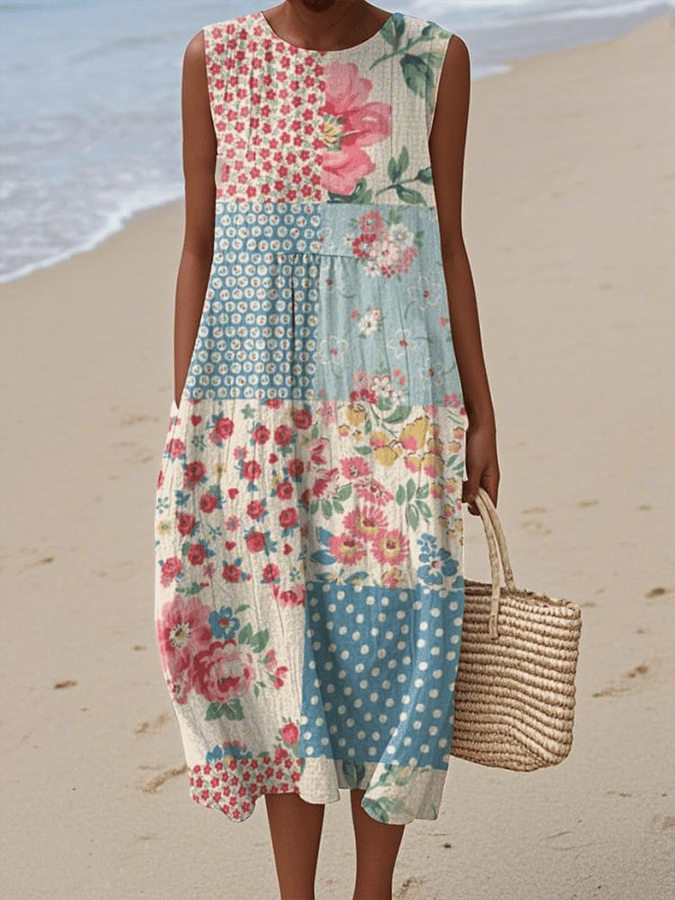 Women's Vintage Floral Print Casual Dress