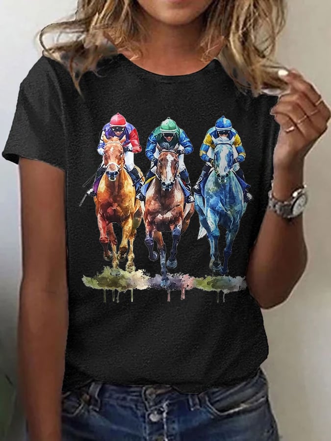 Women's Kentucky Derby Printed Casual T-Shirt