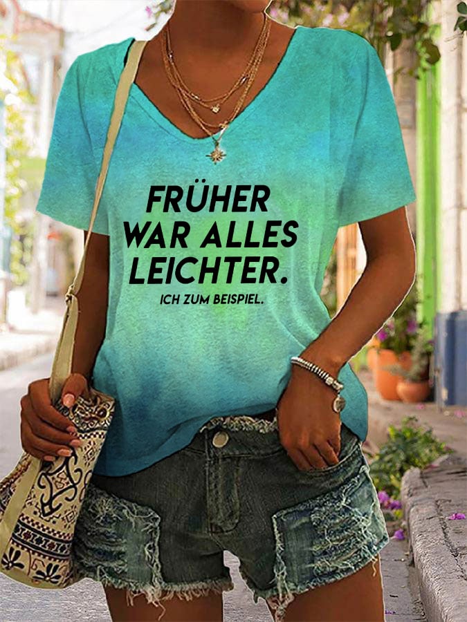 Women's Frueher War Alles Leichter Printed Short-Sleeved T-Shirt