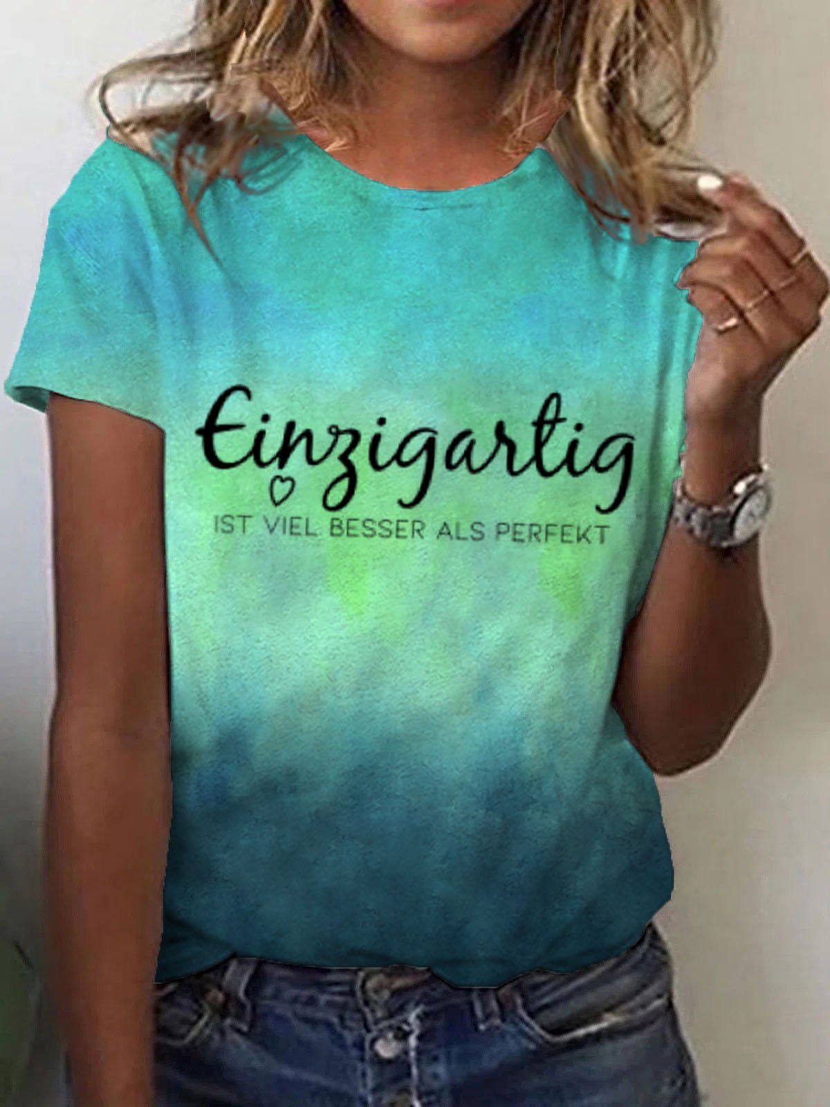 Women's Inspirational Quotes Print Casual Tee