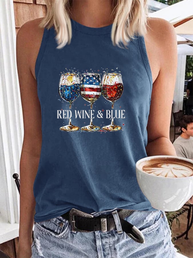 🔥Last Day 49% Off🔥Women's Red Wine & Blue Print Casual Vest