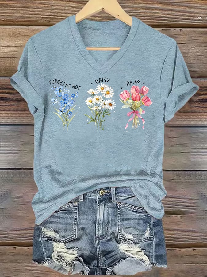 Women's Casual Floral Print T-Shirt