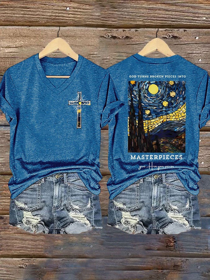 God Turns Broken Pieces Into Masterpieces Give Him Find Your Picces Print T-shirt