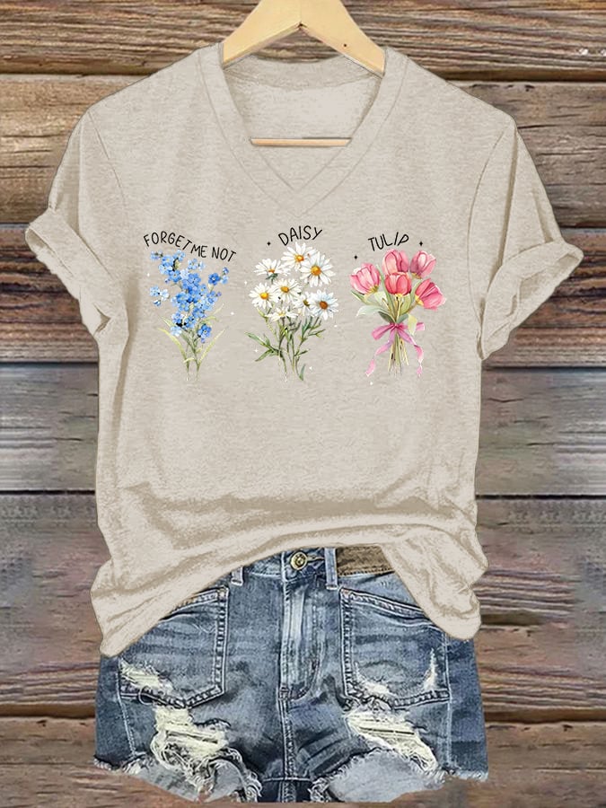 Women's Casual Floral Print T-Shirt