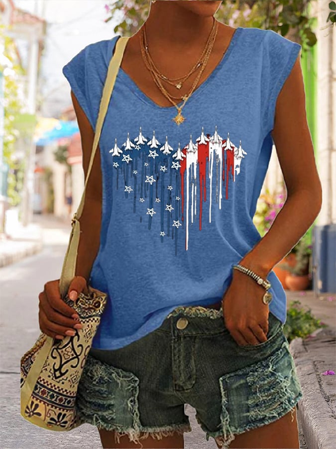 Women's Flag Independence Day Printed Sleeveless Casual Tank Top