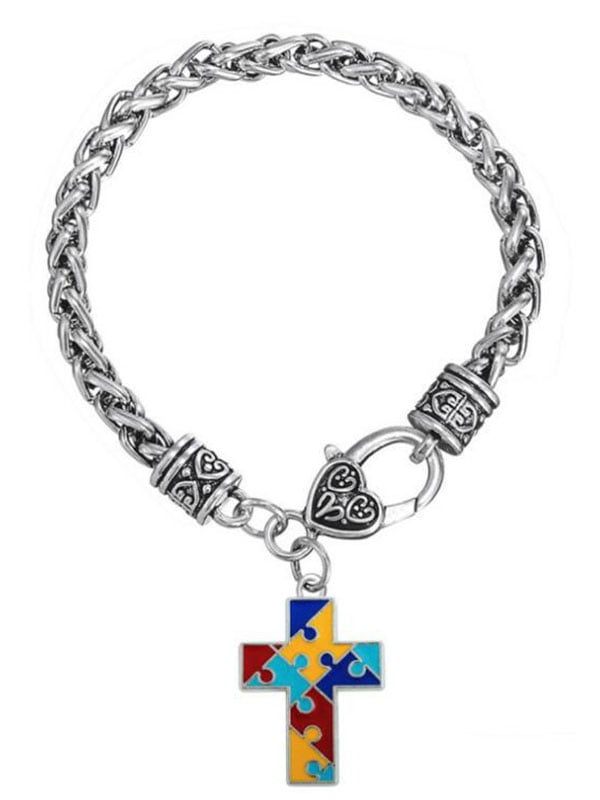 Autism Awareness Geometric Puzzle Alloy Plating Bracelet