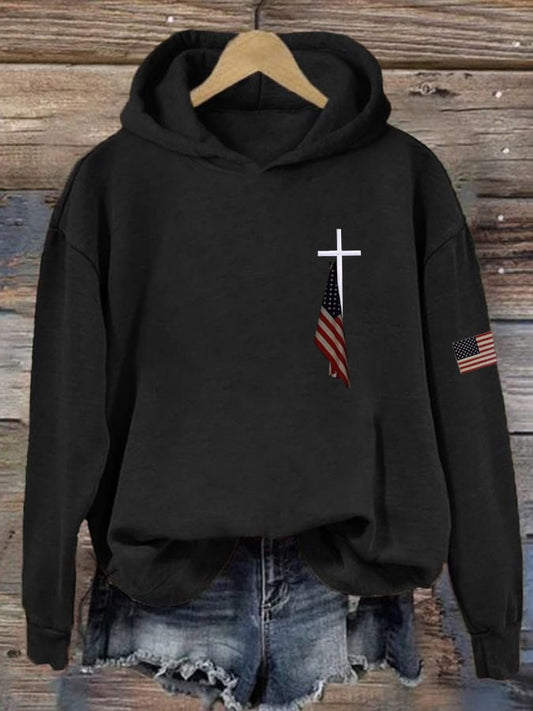 Women's Flag Cross Print  Sweatshirt