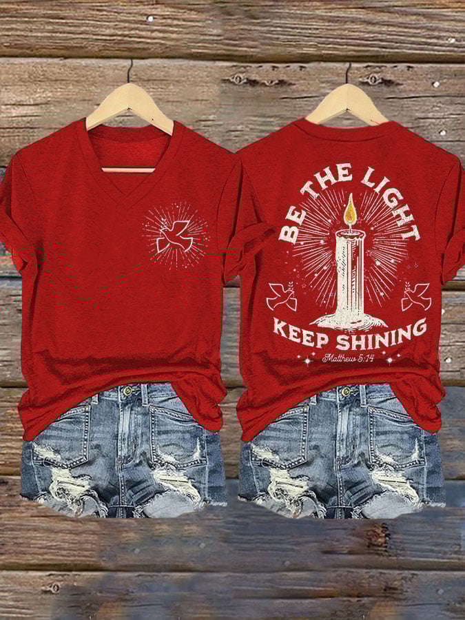 Be The Light Keep Shining Print T-shirt