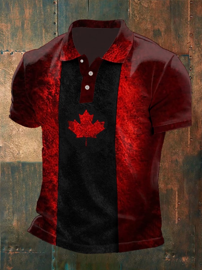 Men's Retro Canada Print Polo Shirt