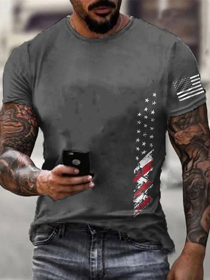 Men's Retro Independence Day Cotton Short Sleeve T-Shirt