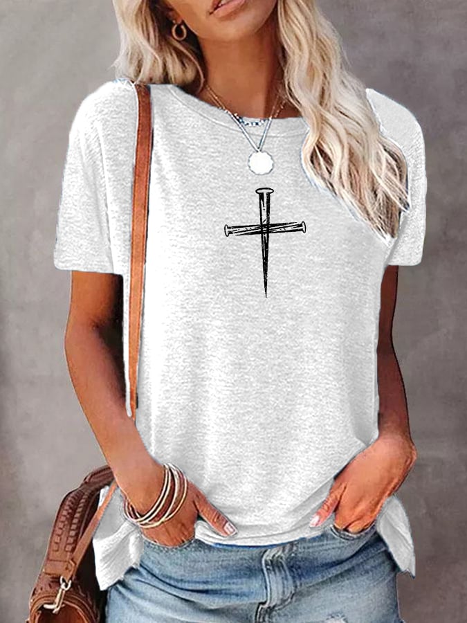Women's Jesus Has My Back Christian Cross Faith Tee