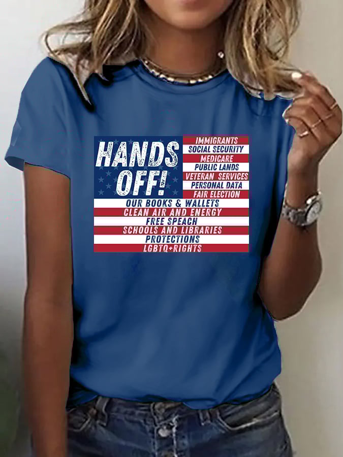 Women's Casual Animal Hands Off Print T-Shirt