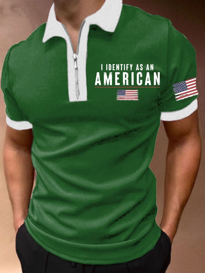Men's I Identify As An American Print Polo Shirt