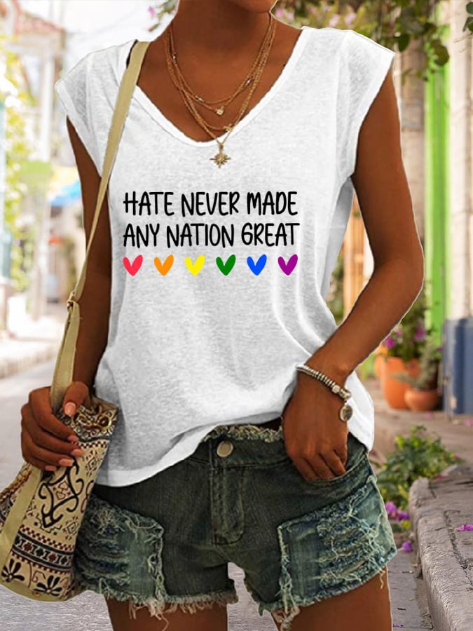 Women's Hate Never Made Any Nation Great Print Casual Vest