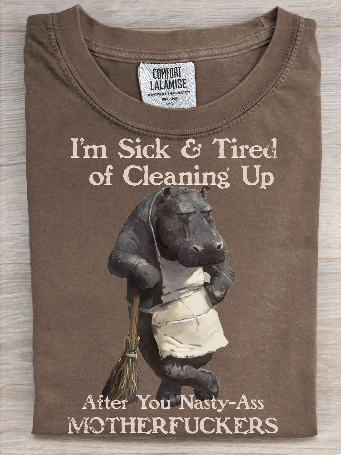 Hippo Funny Art Print Casaul Short Sleeve T-shirt