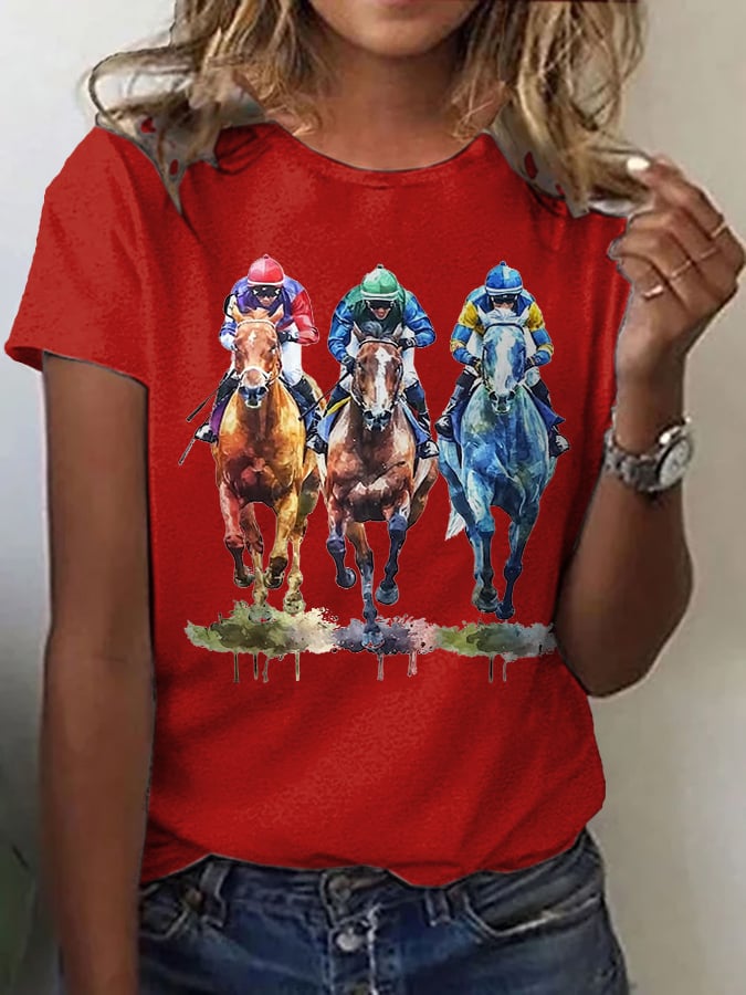 Women's Kentucky Derby Printed Casual T-Shirt