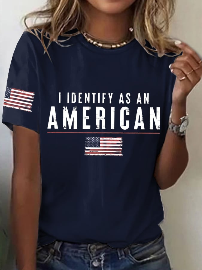 🔥Last Day 49% Off🔥Women's I Identify As An American Print Casual T-Shirt