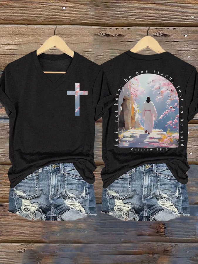 He is Not Here He Has Risen, Just As He Said Matthew 28:6 Print T-shirt