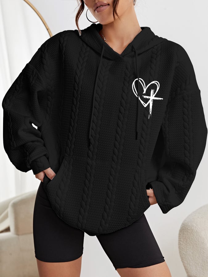 Women's Love Like Jesus Jesus Has My Back Casual Cable Hoodie