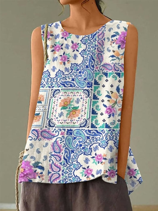 Women's Flowers Print Long Sleeve Casual Vest Shirt