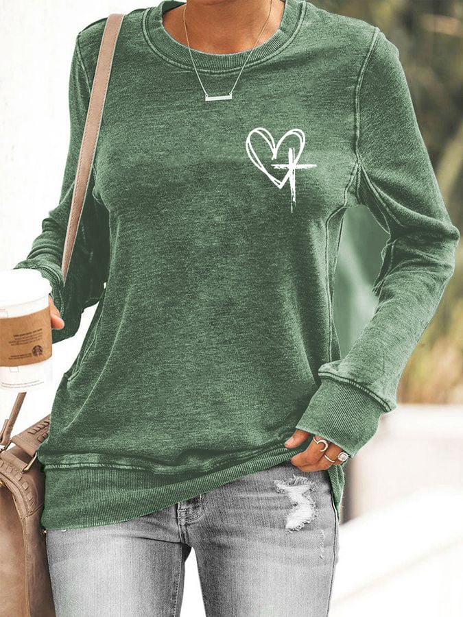 Women's Love Like Jesus Jesus Has My Back Print Sweatshirt