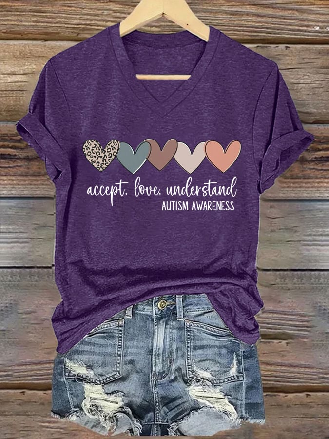 Women's Autism Awareness Printed Short-Sleeved T-Shirt