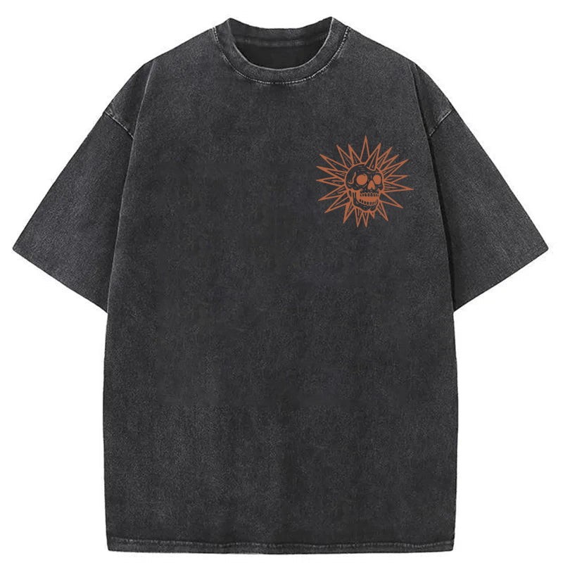 Spooky Island Cartoon Halloween Washed Cotton T-Shirt