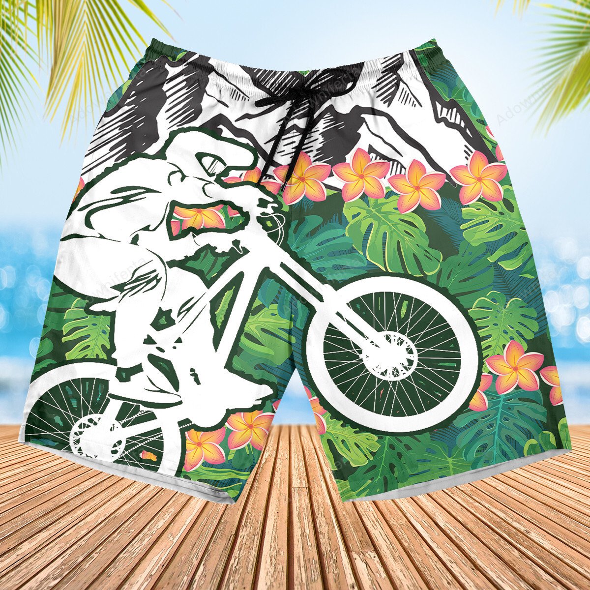 Mountain Bike Tropical Hawaiian Shorts