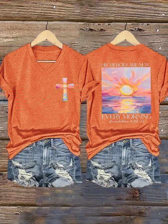 đ„Buy 3 Get 10% Offđ„Women's His Mercies Are New Every Morning Feeling Printed T-Shirt