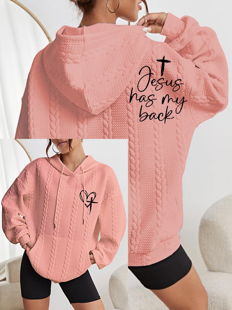 Women's Love Like Jesus Jesus Has My Back Casual Cable Hoodie