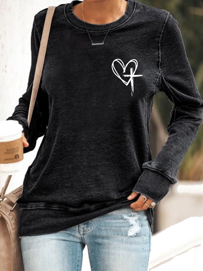 Women's Love Like Jesus Jesus Has My Back Print Sweatshirt