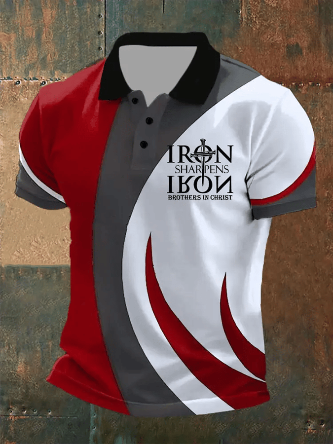 Men's Retro Faith Casual Printed Polo Shirt