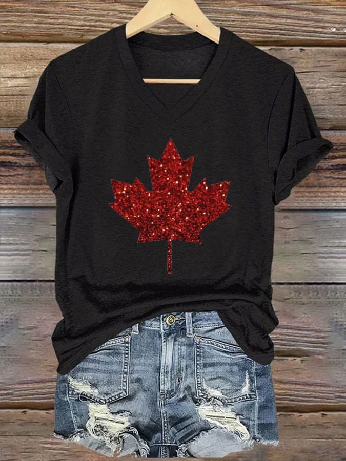 Women's Canadian Red Maple Leaf T-Shirt