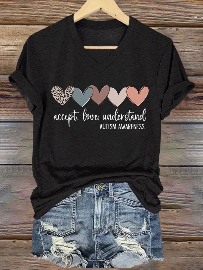 Women's Autism Awareness Printed Short-Sleeved T-Shirt