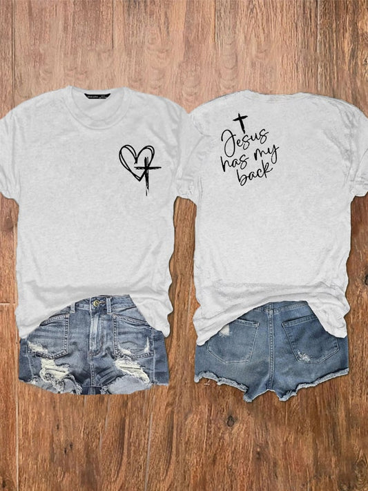 Women's Love Like Jesus Jesus Has My Back Print T-Shirt