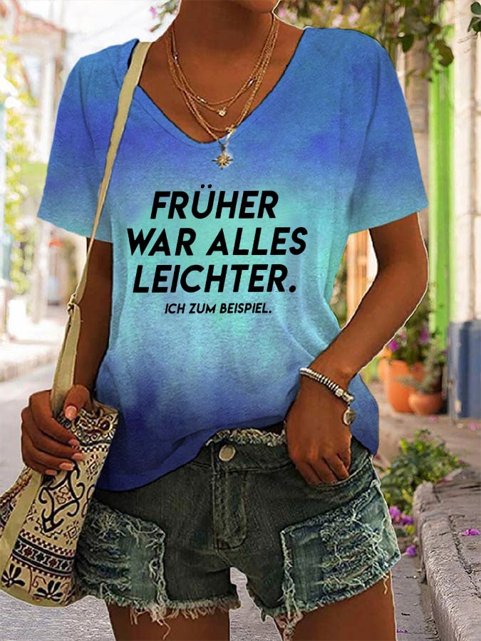 Women's Frueher War Alles Leichter Printed Short-Sleeved T-Shirt