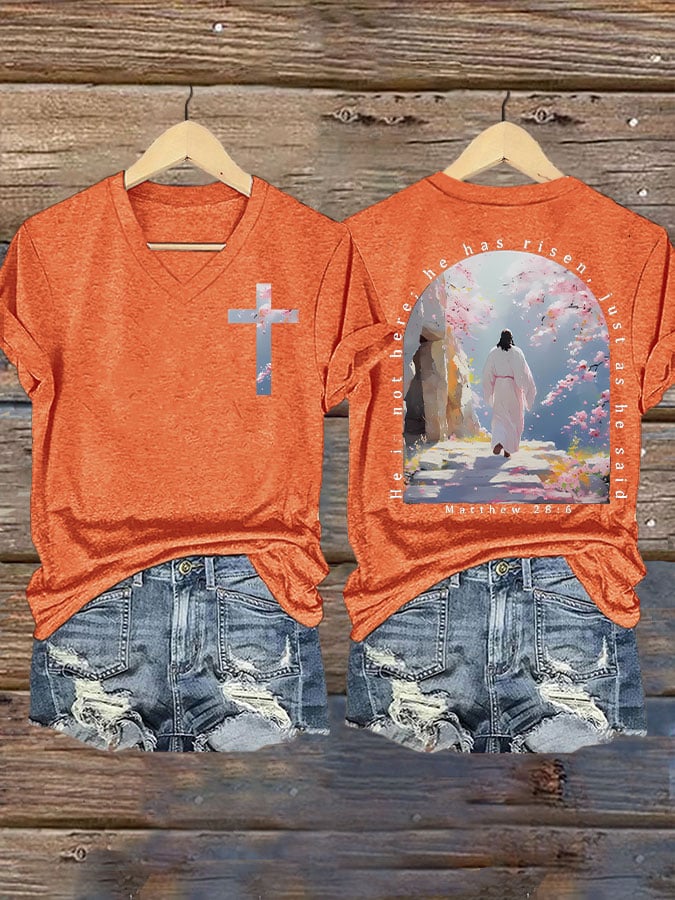 He is Not Here He Has Risen, Just As He Said Matthew 28:6 Print T-shirt