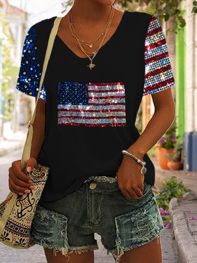 Women's Independence Day Printed Casual T-Shirt