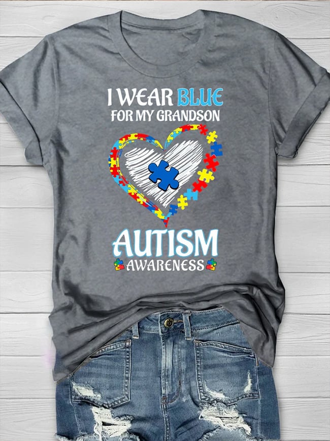 Women's Wear Blue In April To Raise Autism Awareness Printed Short-Sleeved T-Shirt