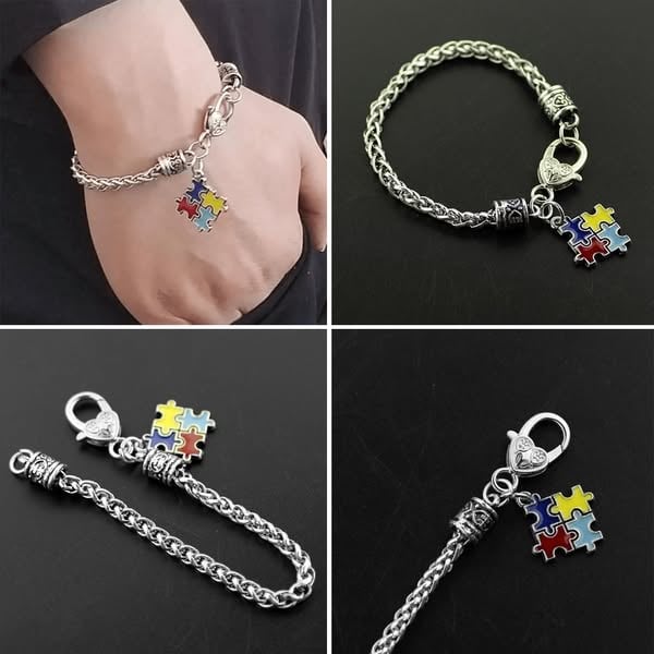 Autism Awareness Geometric Puzzle Alloy Plating Bracelet