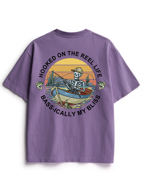 Hooked on the Reel Life Unisex Heavyweight Cotton T-Shirt