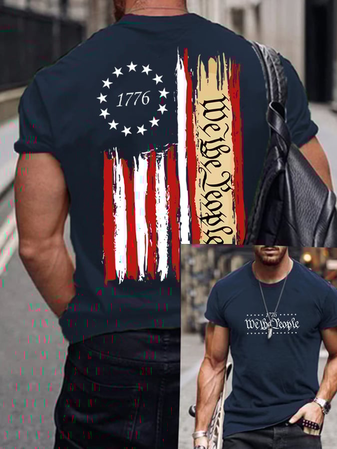 Men's Casual Independence Day Printed Round Neck Short Sleeve T-Shirt