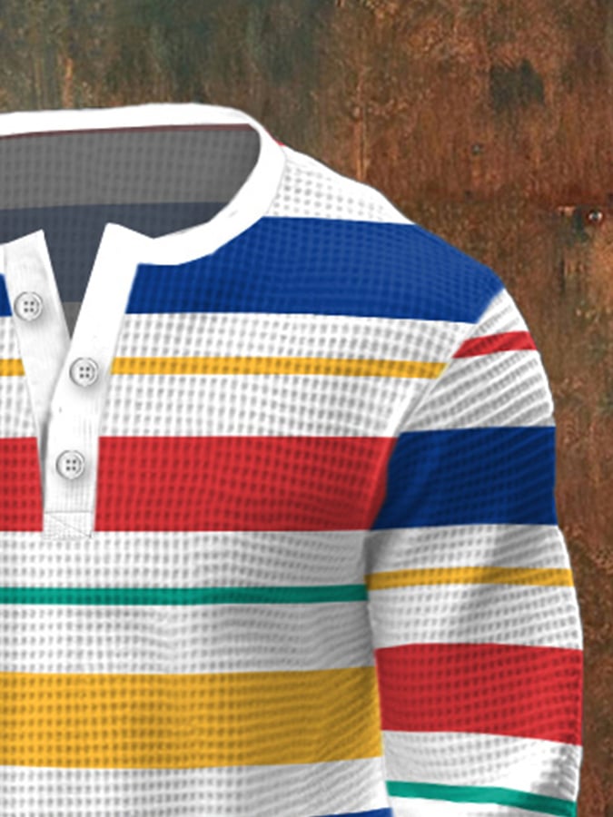 Business Casual Henley aus Waffelpiqué mit Kontrastmuster für Herren