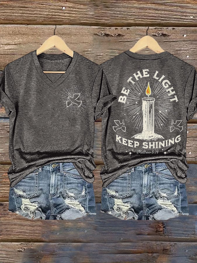 Be The Light Keep Shining Print T-shirt