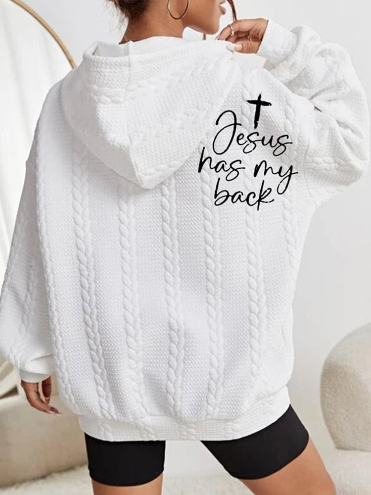 Women's Love Like Jesus Jesus Has My Back Casual Cable Hoodie