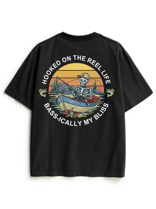 Hooked on the Reel Life Unisex Heavyweight Cotton T-Shirt