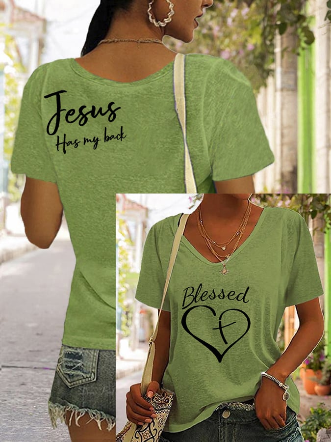 Women's jesus has my back reversible print t-shirt