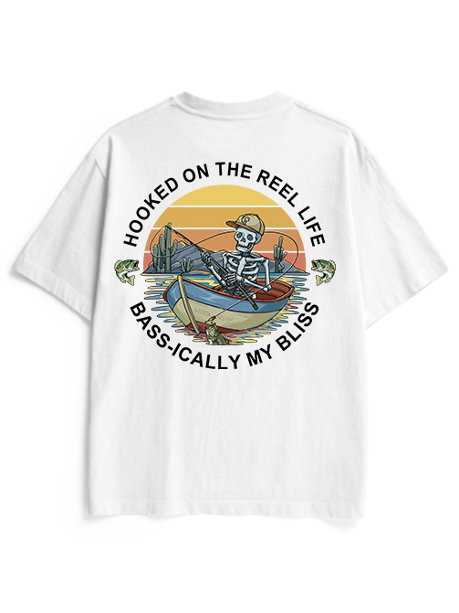 Hooked on the Reel Life Unisex Heavyweight Cotton T-Shirt
